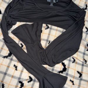 Long Sleeve Crop Top with Bell Sleeves
